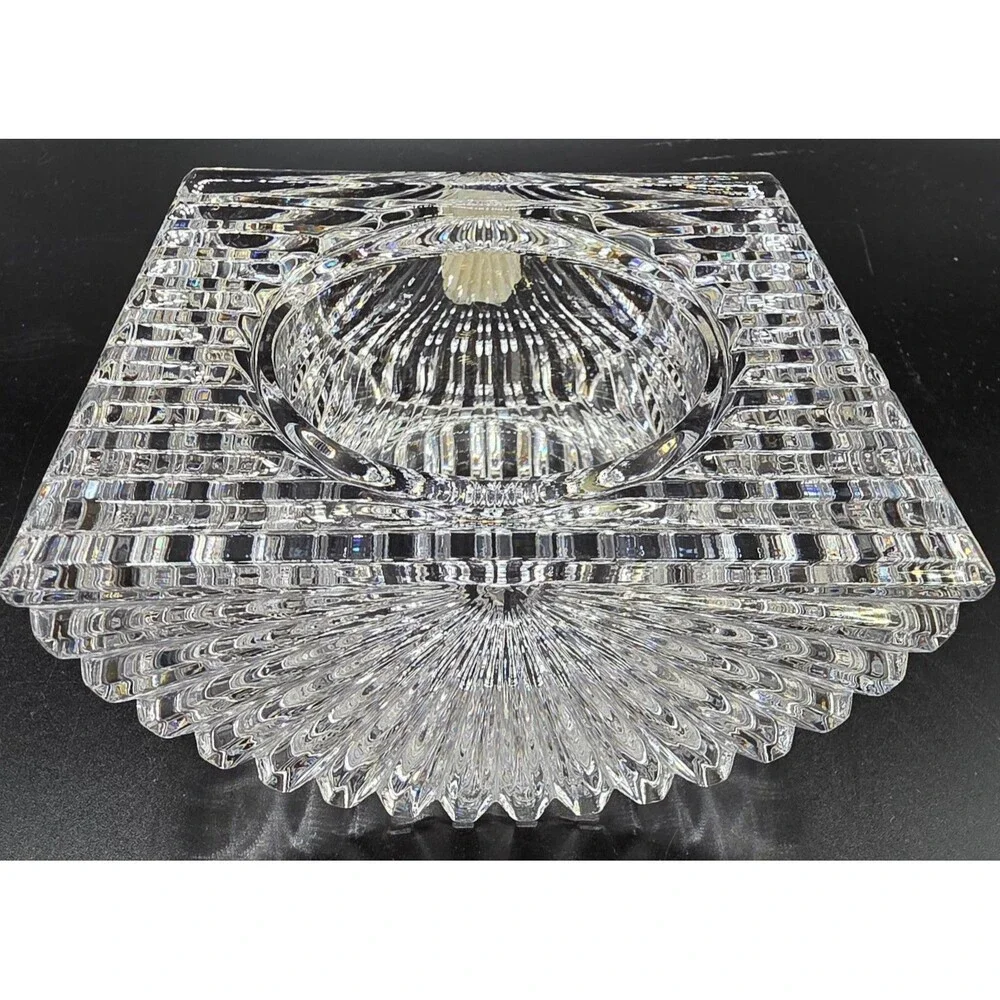 Mikasa Crystal Square Votive Candle Holder Heavy Clear Glass Original Label
